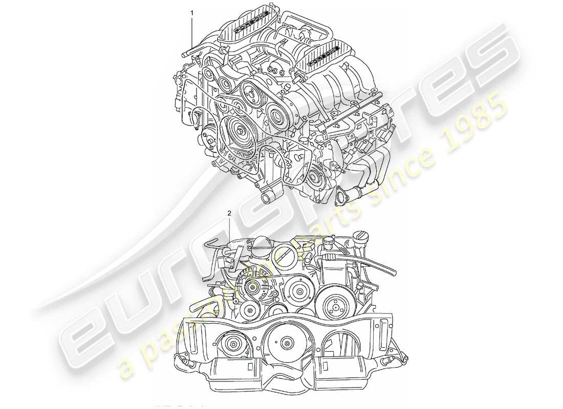 Porsche Replacement catalogue (1976) motore sostitutivo Diagramma delle parti