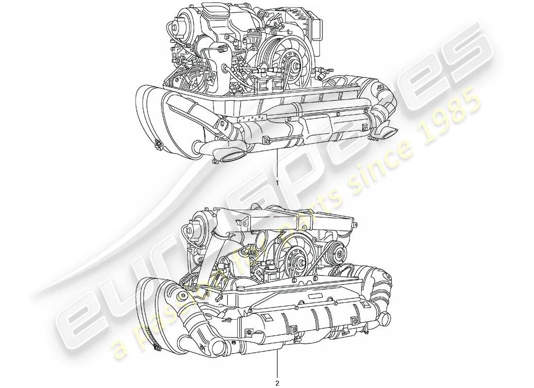 Porsche Replacement catalogue (1985) blocco lungo Diagramma delle parti