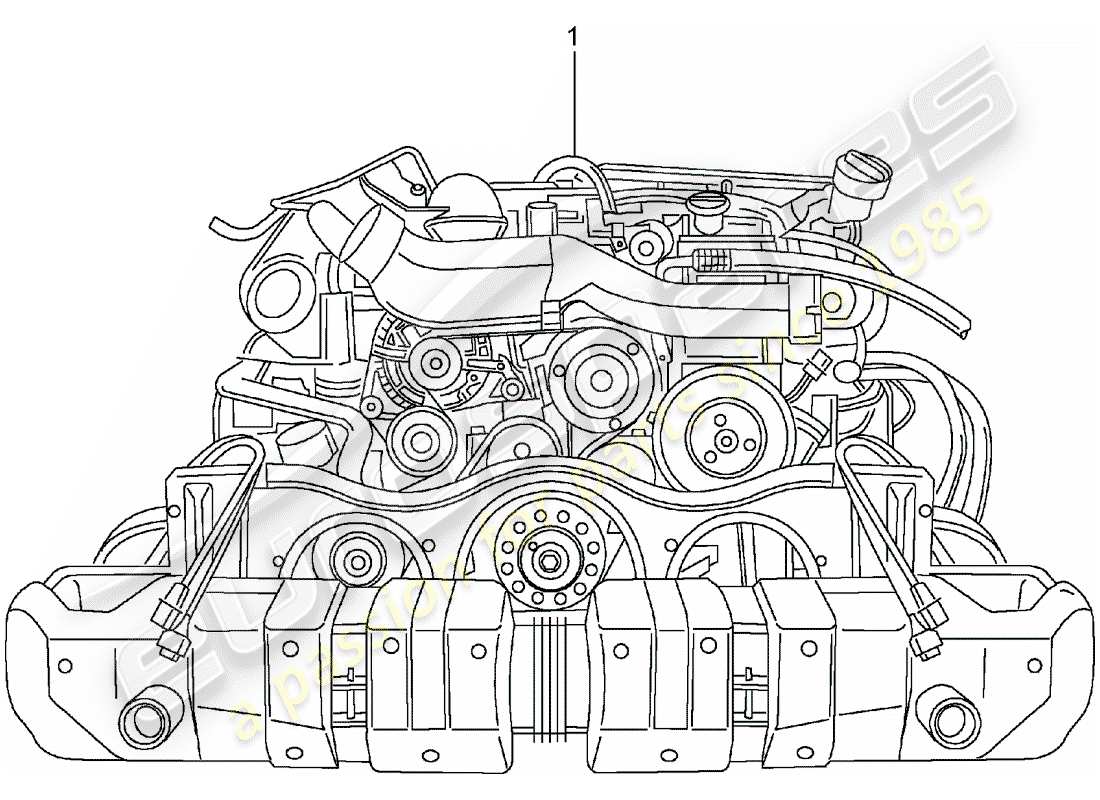Porsche Replacement catalogue (1986) motore sostitutivo Diagramma delle parti