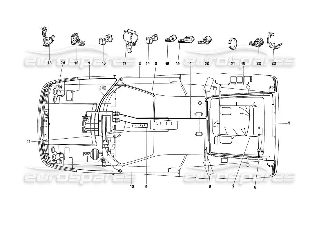 Ferrari Testarossa (1990) Sistema elettrico Diagramma delle parti