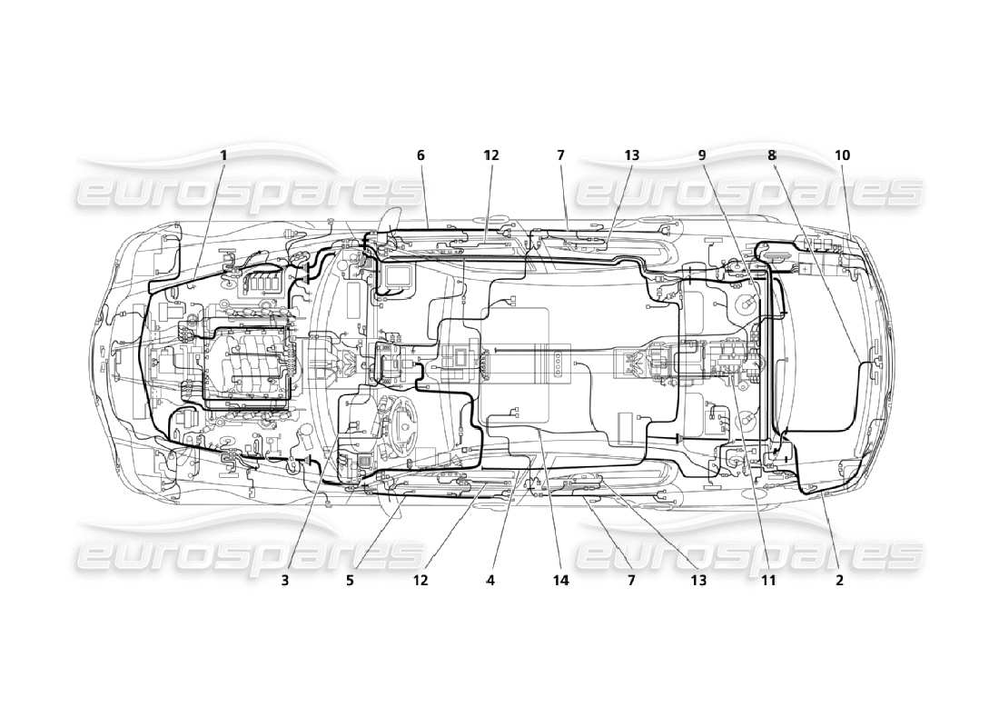 Maserati QTP. (2006) 4.2 Cavi principali (Pagina 1-2) Diagramma delle parti