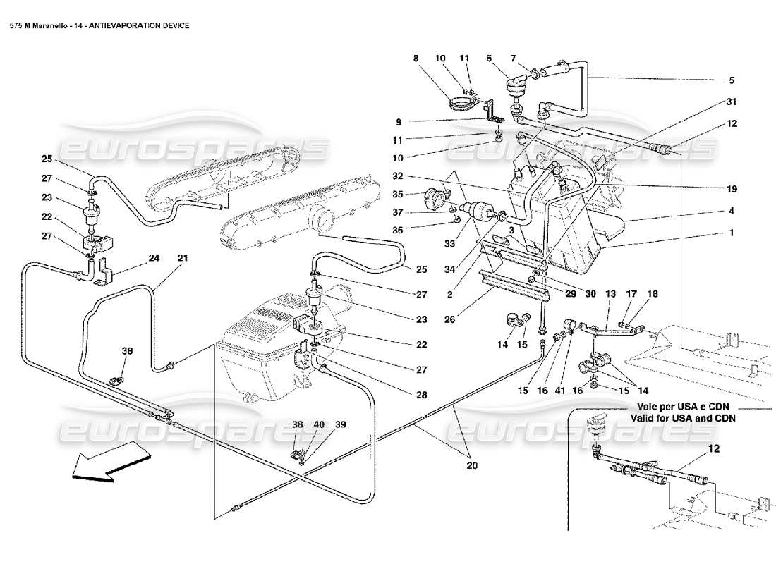 Ferrari 575M Maranello Dispositivo Antievaporazione Diagramma delle parti