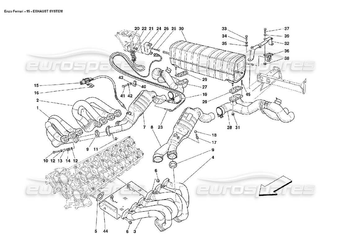 Ferrari Enzo Impianto di scarico Diagramma delle parti