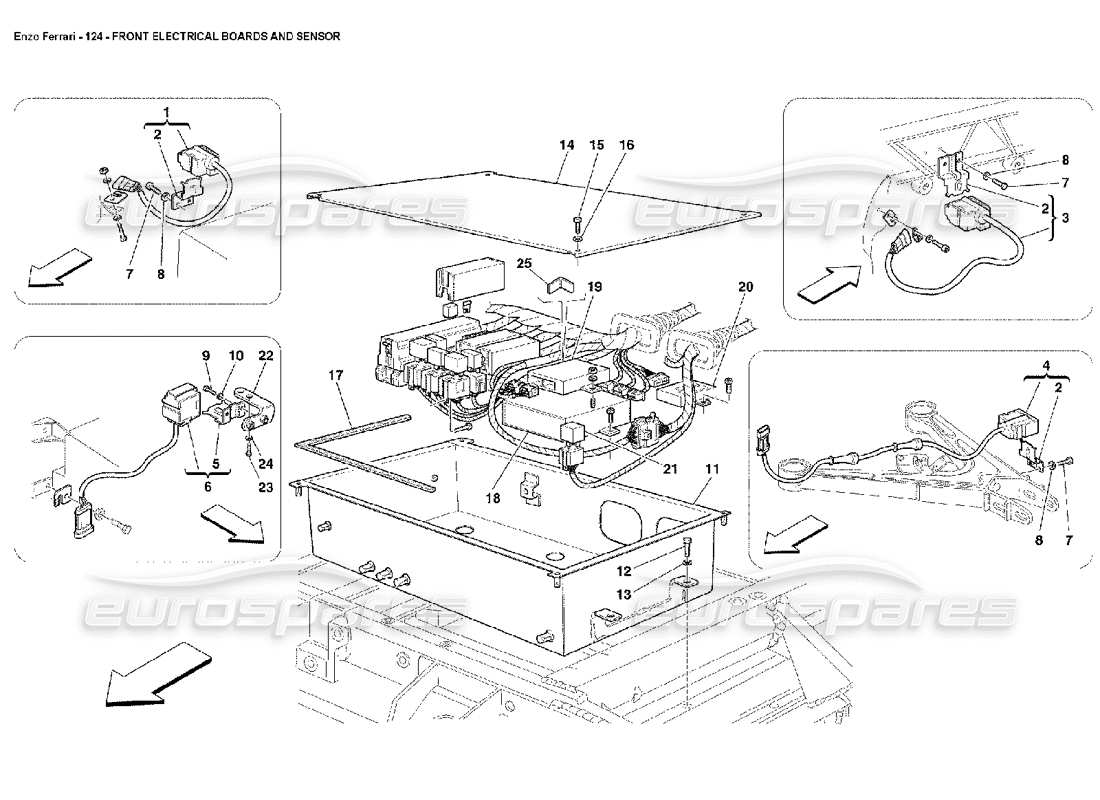 Ferrari Enzo Schede Elettriche e Sensore Frontali Diagramma delle parti