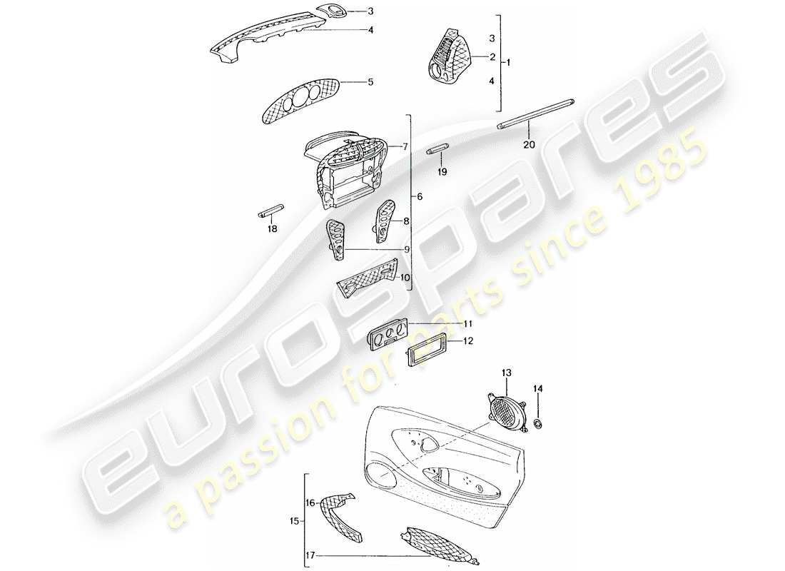 Porsche Tequipment catalogue (2003) abitacolo Diagramma delle parti