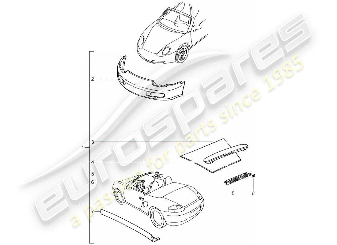 Porsche Tequipment catalogue (2004) aerokit Diagramma delle parti