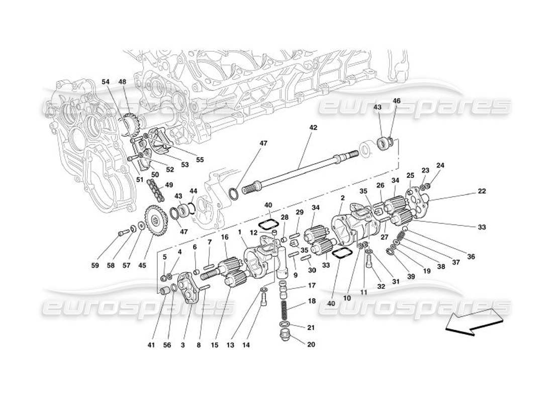 Ferrari 575 Superamerica Lubrificazione - Pompe dell'olio Diagramma delle parti