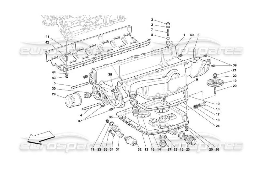 Ferrari 575 Superamerica Lubrificazione - Coppe dell'olio e filtri Diagramma delle parti