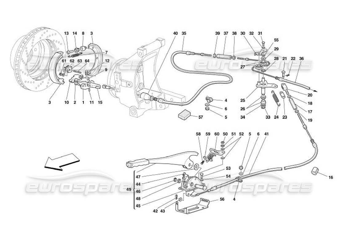 Ferrari 575 Superamerica Controllo del freno a mano Diagramma delle parti