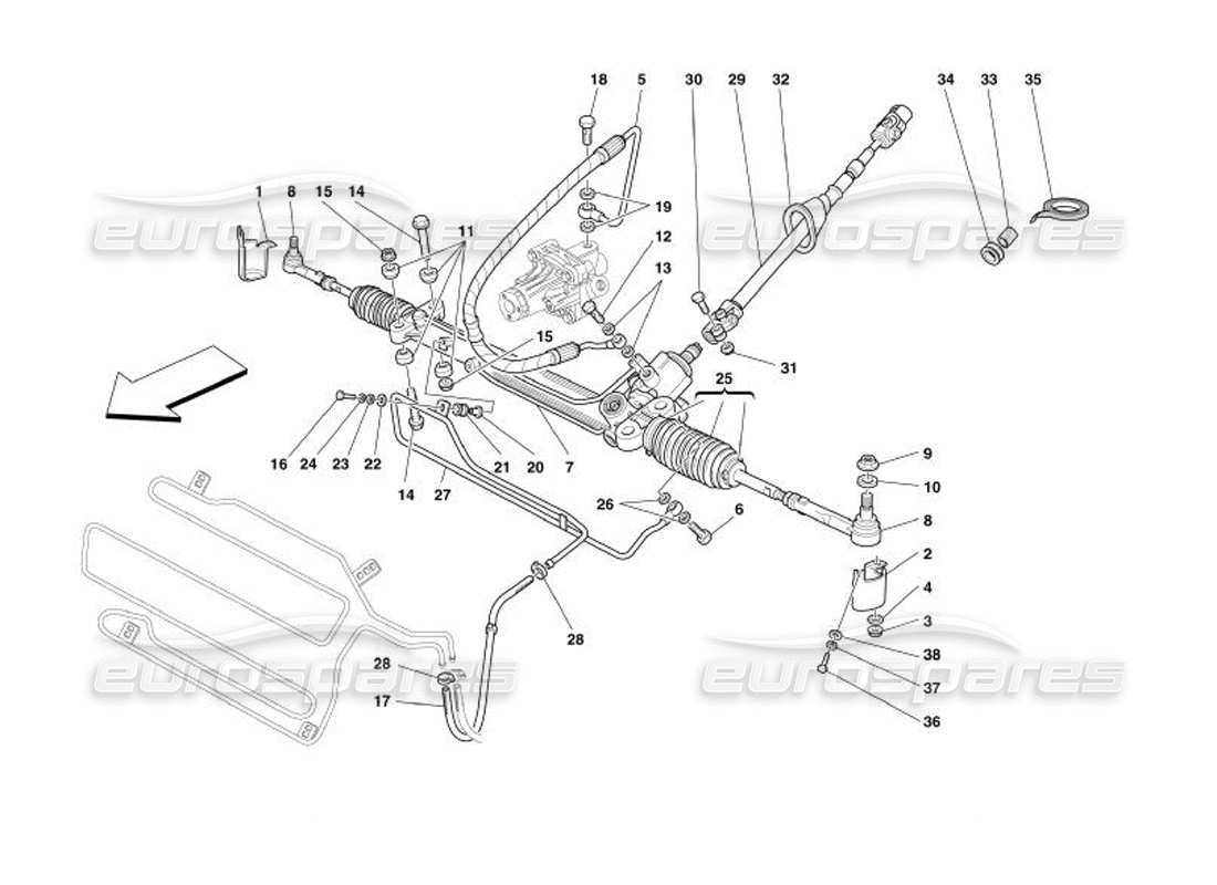 Ferrari 575 Superamerica Scatola dello sterzo idraulica Diagramma delle parti
