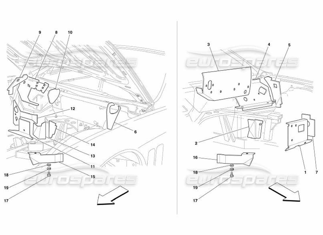 Ferrari 575 Superamerica Isolamenti ignifughi del vano motore -Valido per GD- Diagramma delle parti