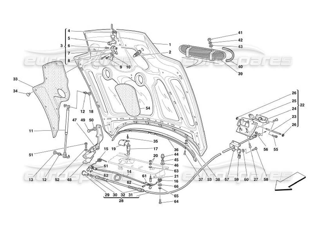 Ferrari 575 Superamerica Cofano motore Diagramma delle parti