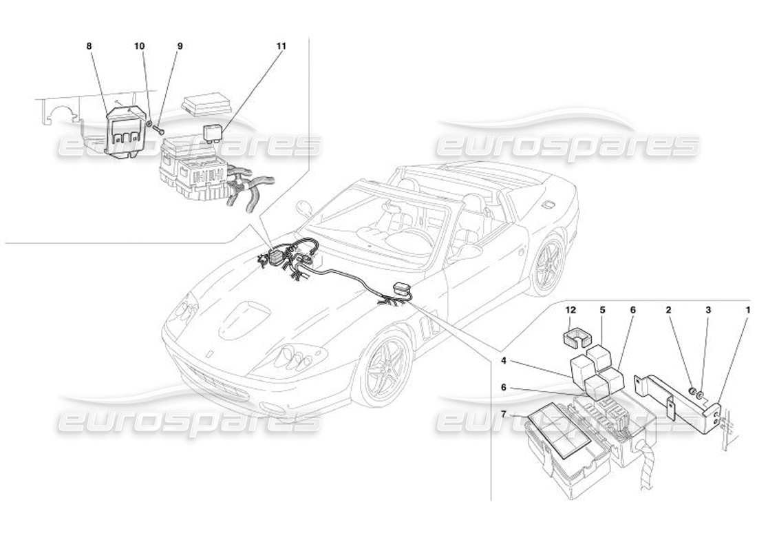 Ferrari 575 Superamerica Stazioni di controllo dei vani motore Diagramma delle parti