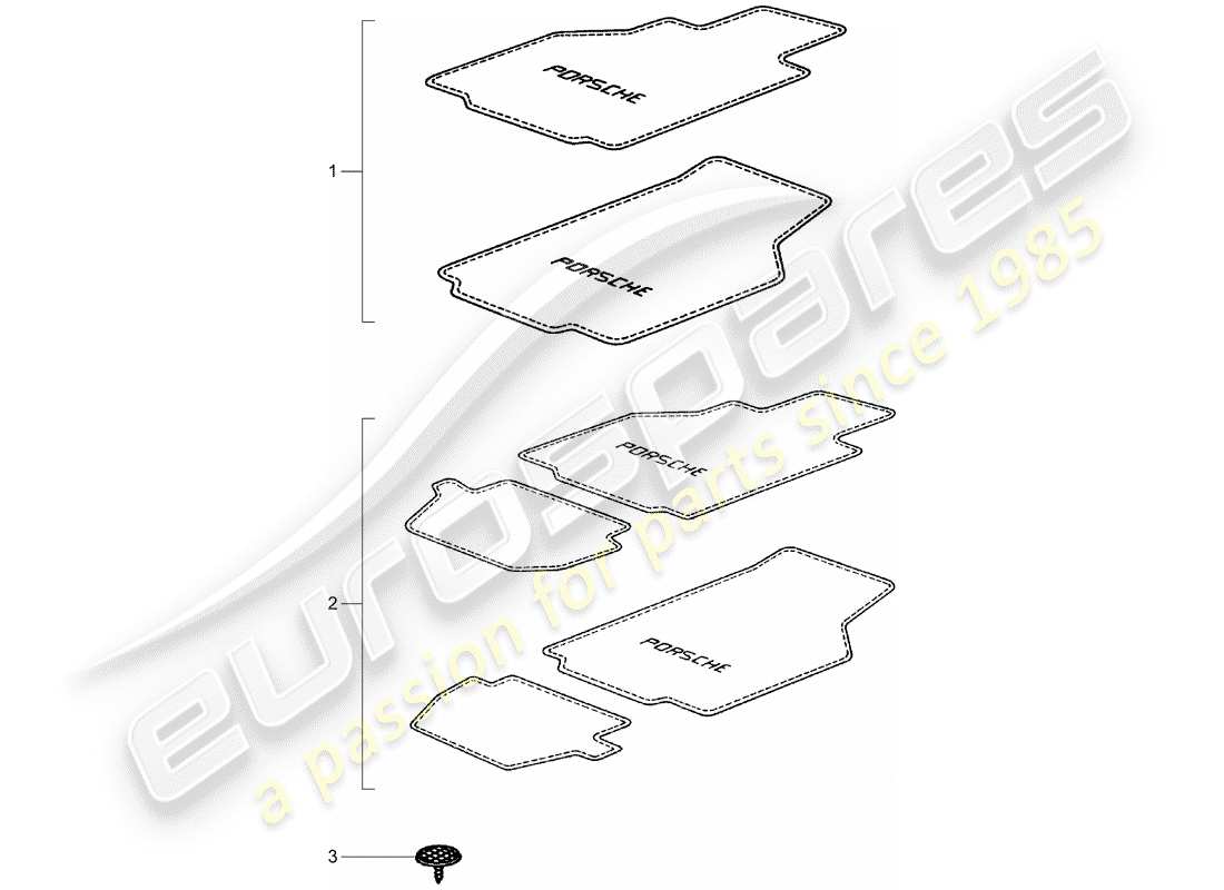 Porsche Tequipment catalogue (2010) tappetini Diagramma delle parti