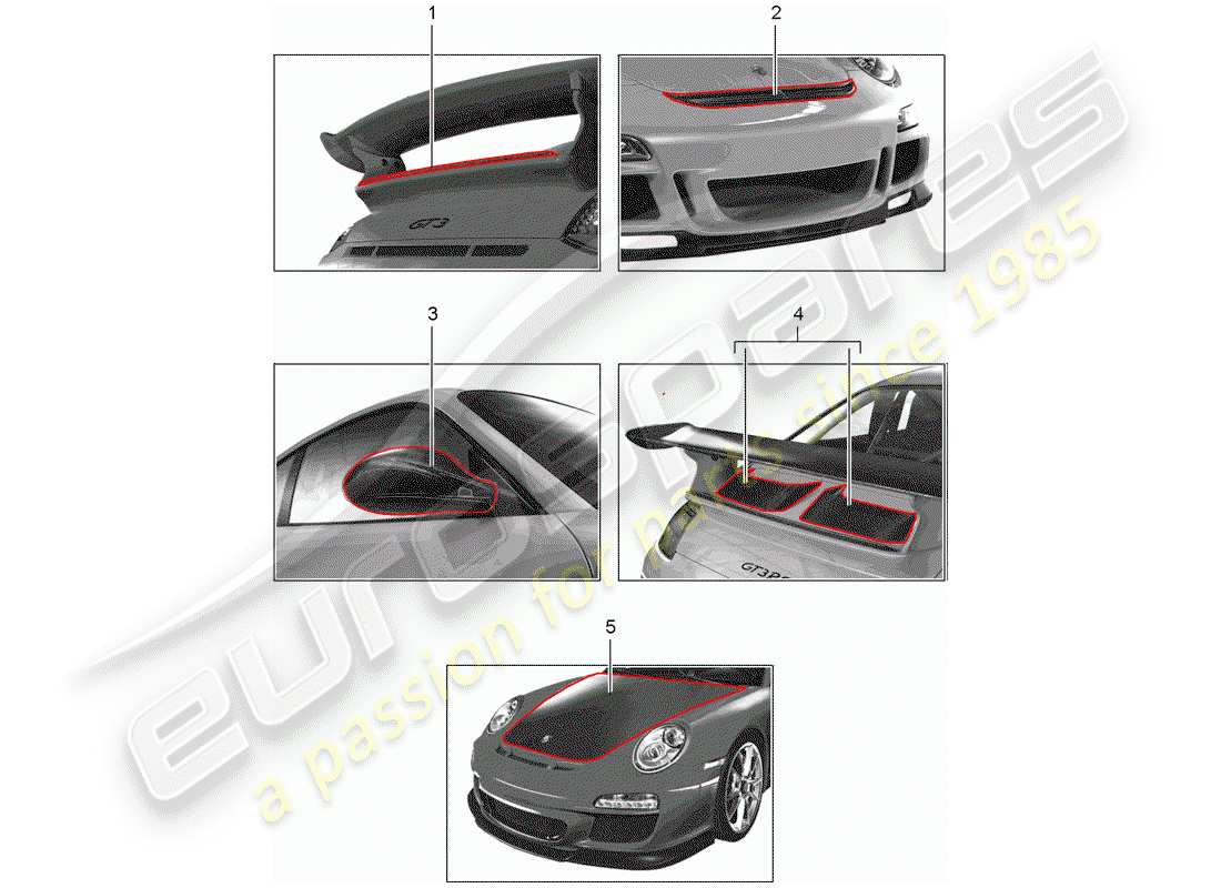 Porsche Tequipment catalogue (2010) sport motoristici Diagramma delle parti