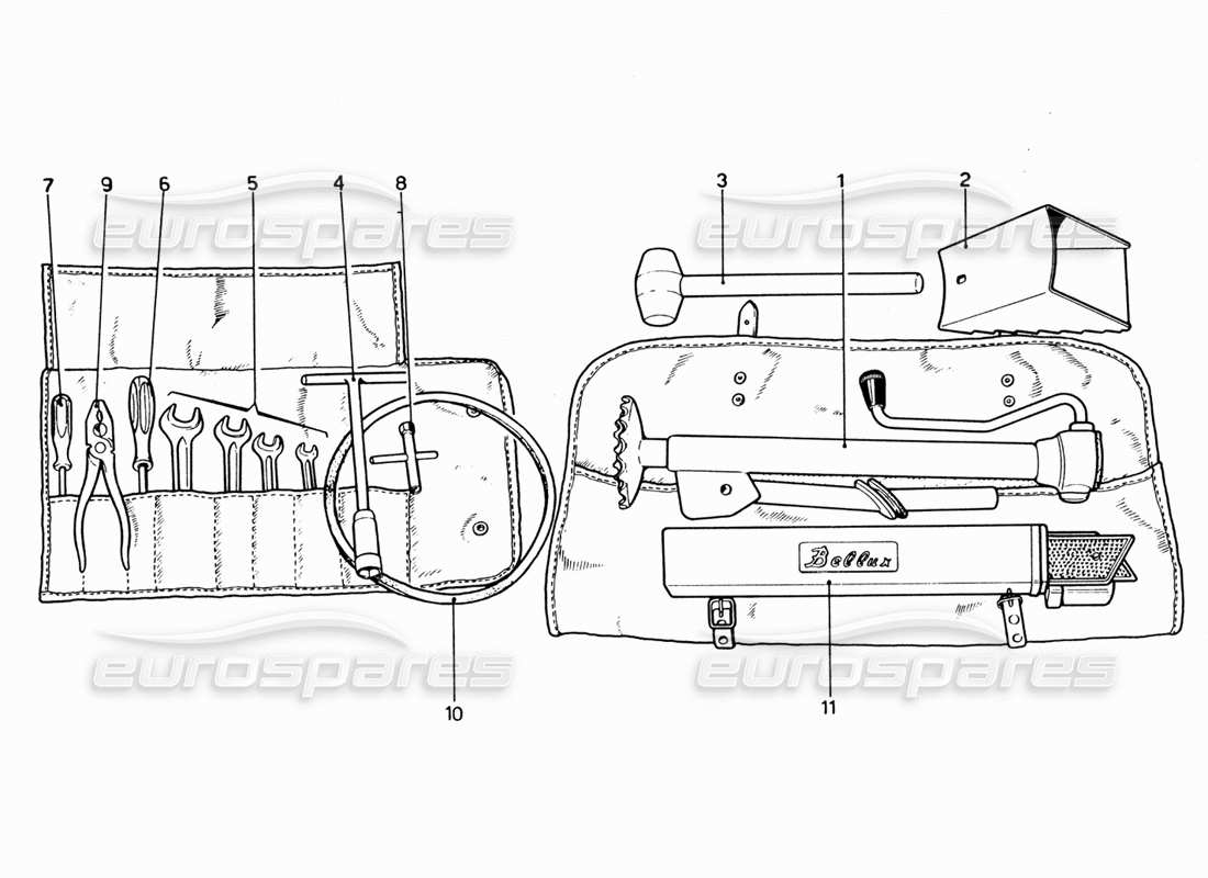 Ferrari 206 GT Dino (1969) Kit di strumenti Diagramma delle parti