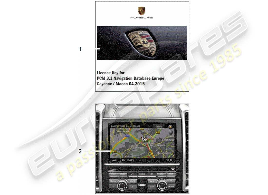 Porsche Tequipment Macan (2014) sistema di navigazione Diagramma delle parti