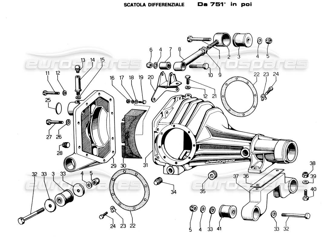 Diagramma delle parti della casella Lamborghini Espada Differenziale (da 751 a poi).