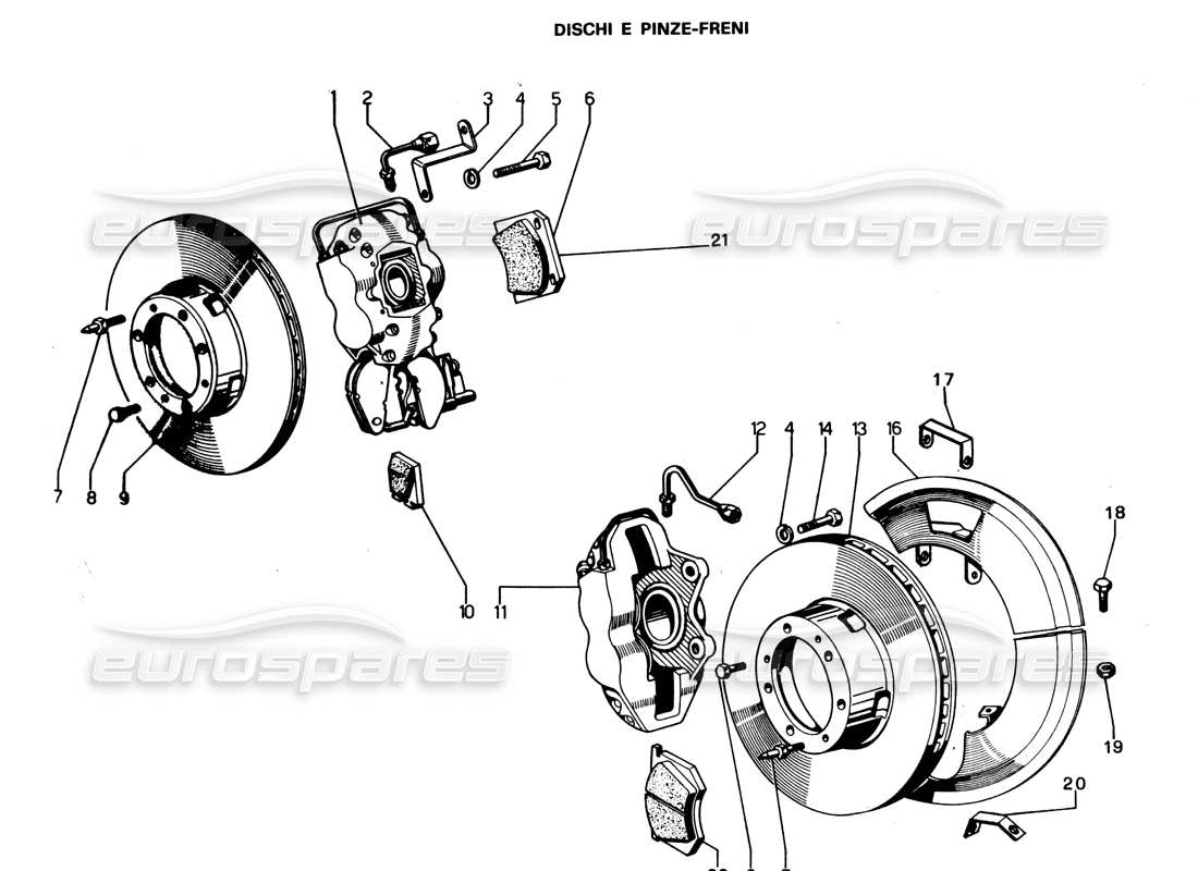 Lamborghini Espada Brake discs & Calipers Series II Diagramma delle parti