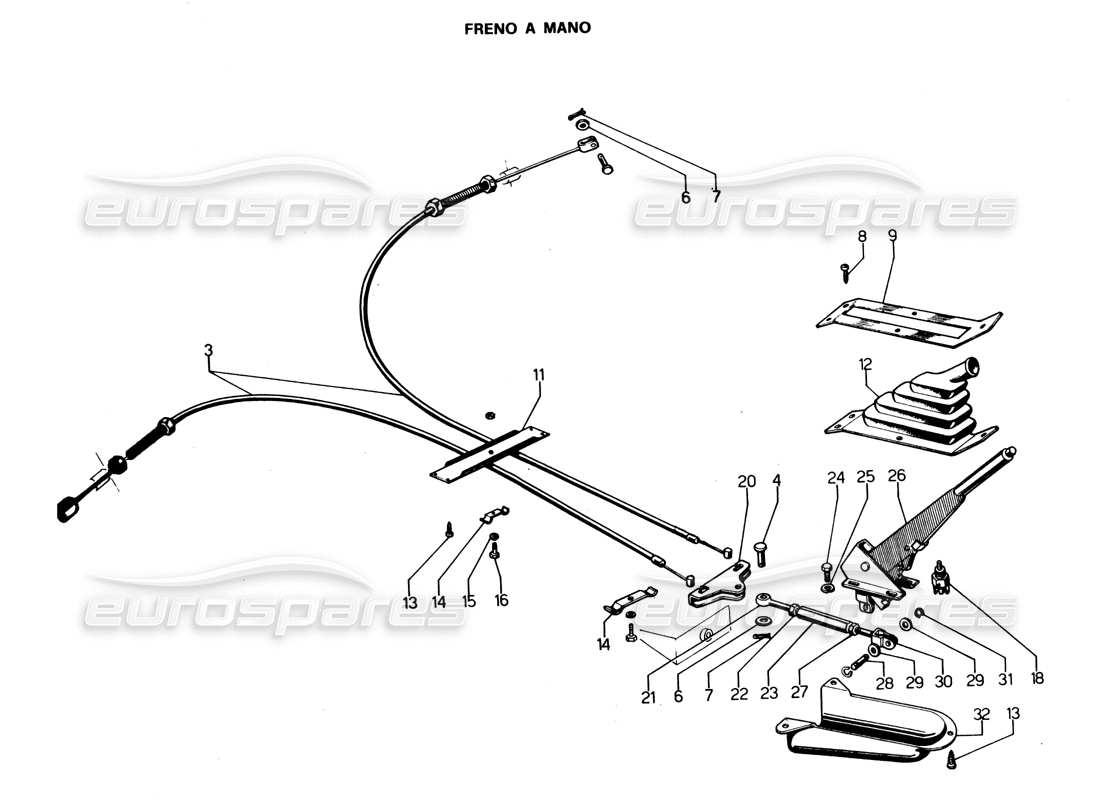 Lamborghini Espada Freno a mano (da 0 a 800)(Gran Bret, Irlanda, Australia) Diagramma delle parti