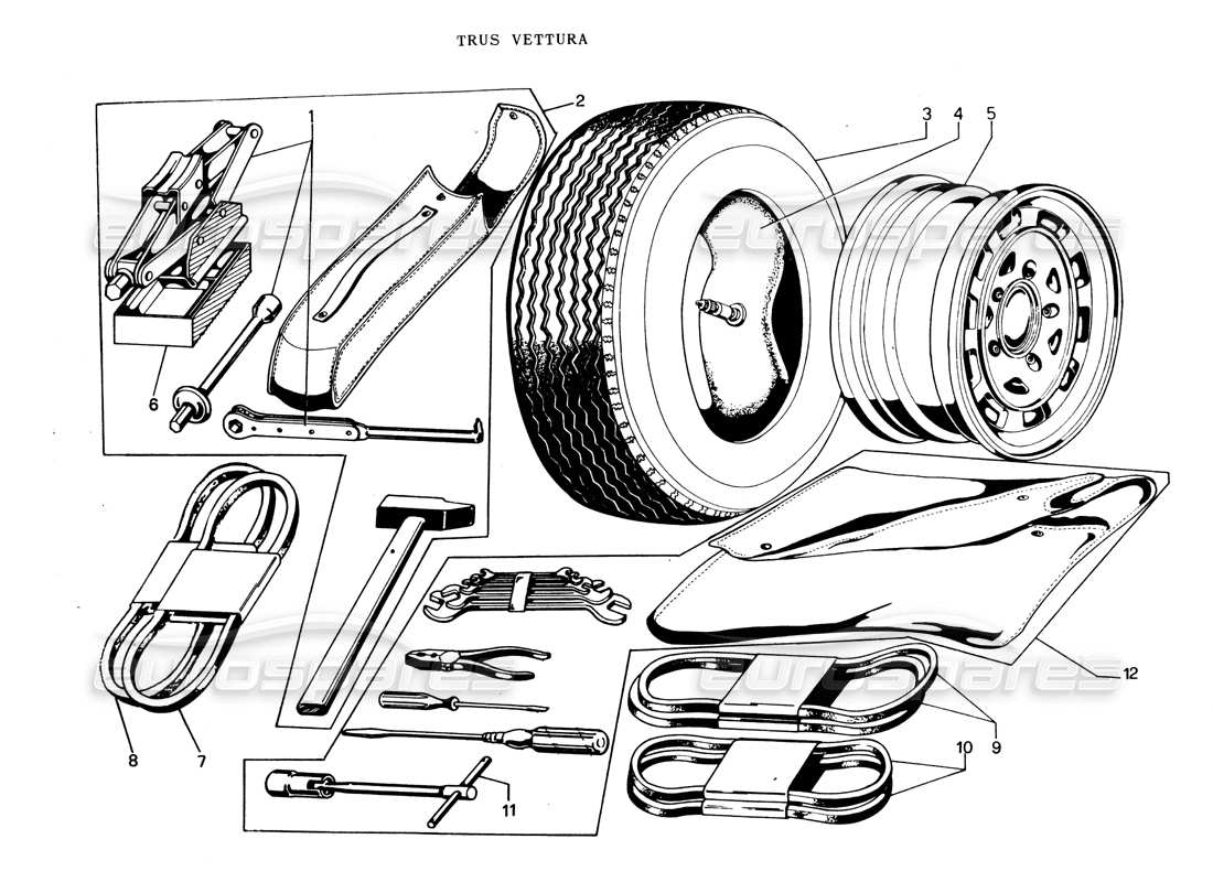 Lamborghini Espada Kit di strumenti (Pirelli) Schema delle parti