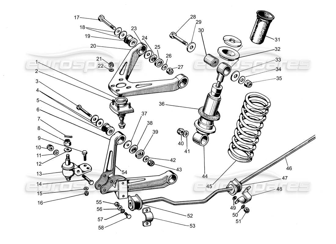 Lamborghini Espada Sospensioni anteriori Diagramma delle parti