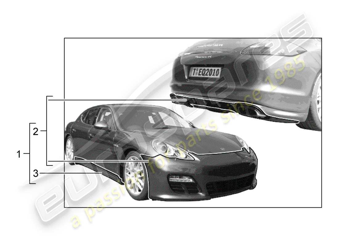 Porsche Tequipment Panamera (2010) Pacchetto Design sportivo Diagramma delle parti
