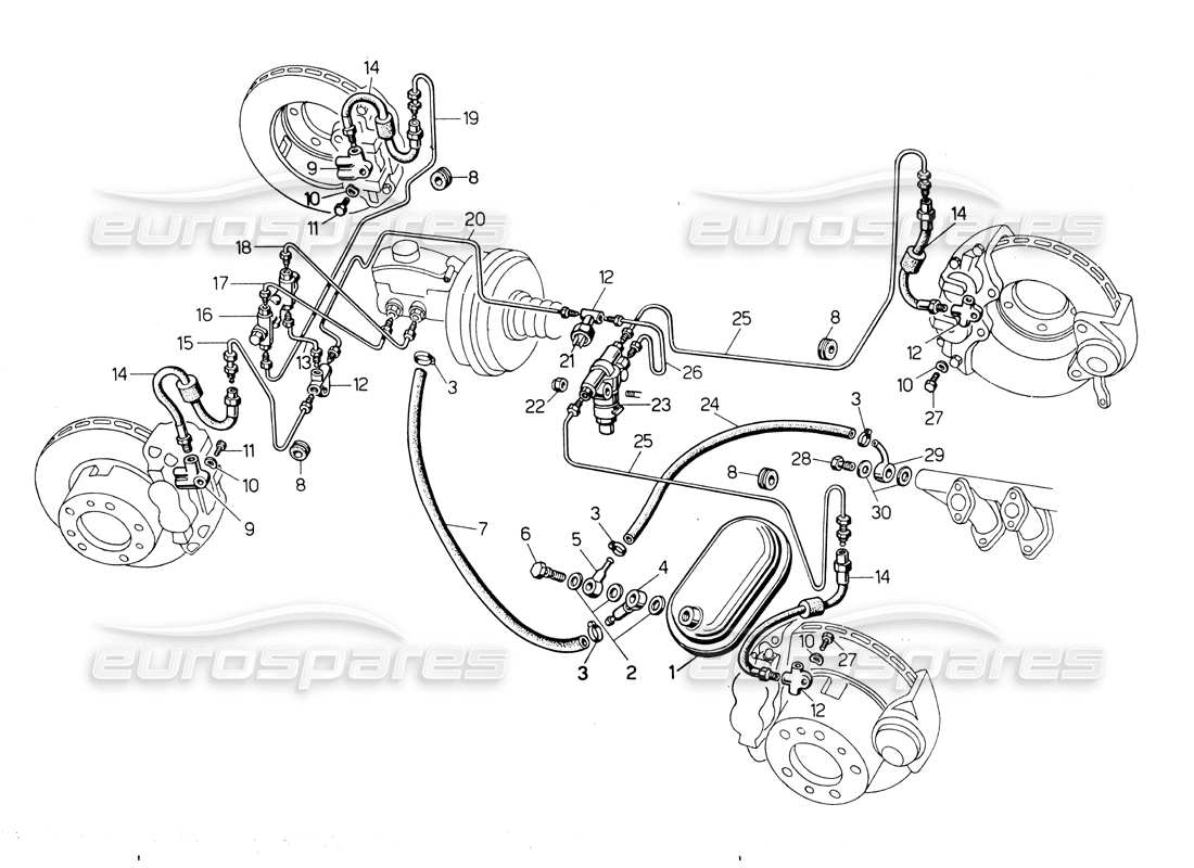 Lamborghini Countach LP400 Sistema di frenata Diagramma delle parti