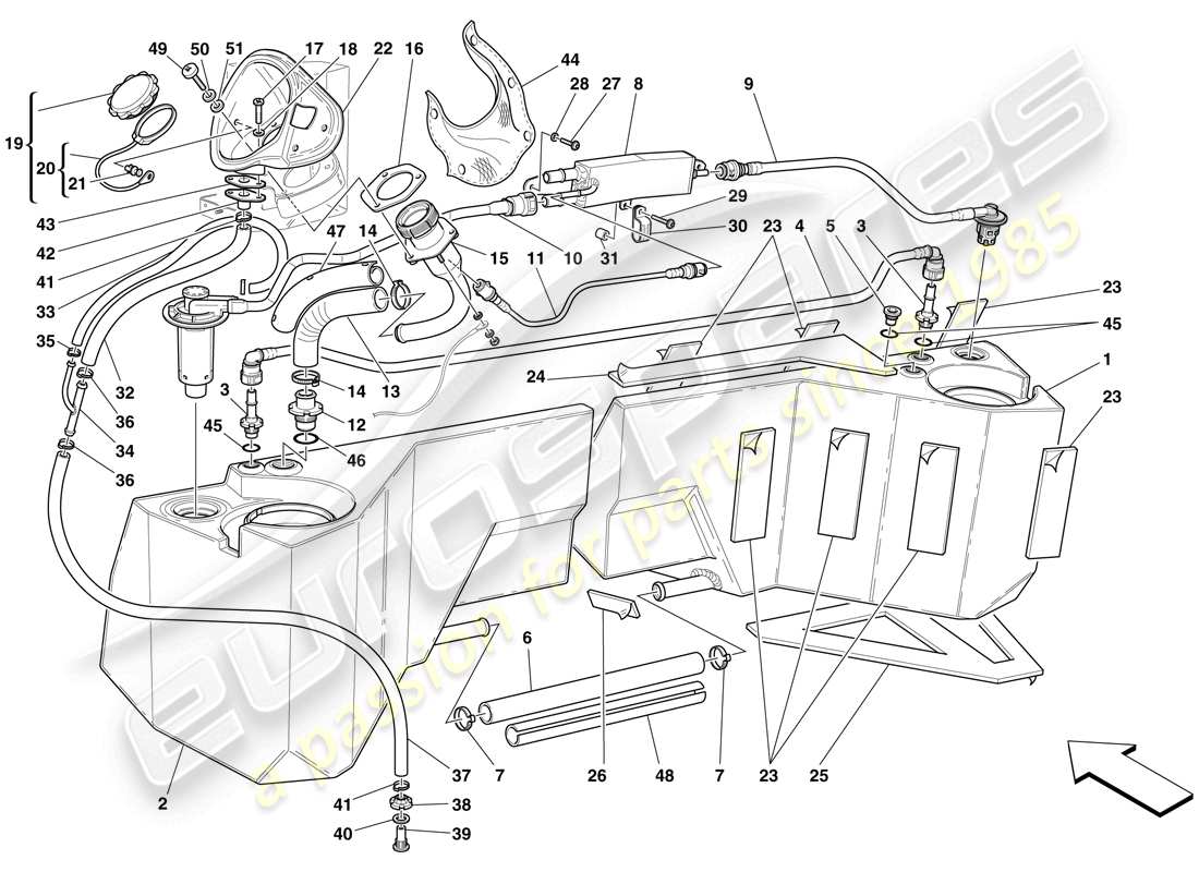 Maserati MC12 Serbatoi di carburante e Unione Diagramma delle parti