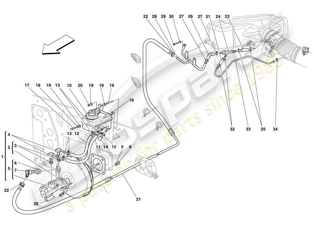 Maserati MC12 COMANDI IDRAULICI DEI FRENI E SISTEMA DI SERVOFRENO Diagramma delle parti