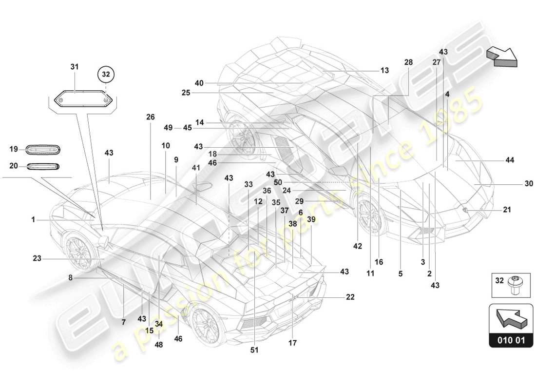 Schema delle parti Lamborghini LP720-4 Coupé 50 (2014) TIPO TARGHE
