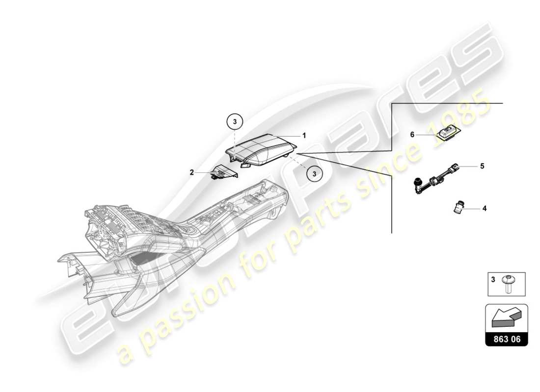 Lamborghini LP610-4 Coupé (2015) VANO PORTAOGGETTI Diagramma delle parti
