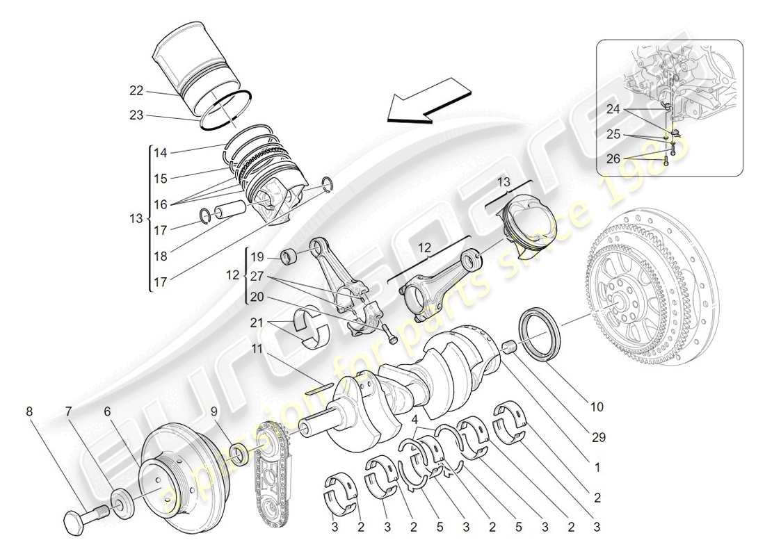 Maserati GranTurismo (2009) meccanismo a manovella Diagramma delle parti