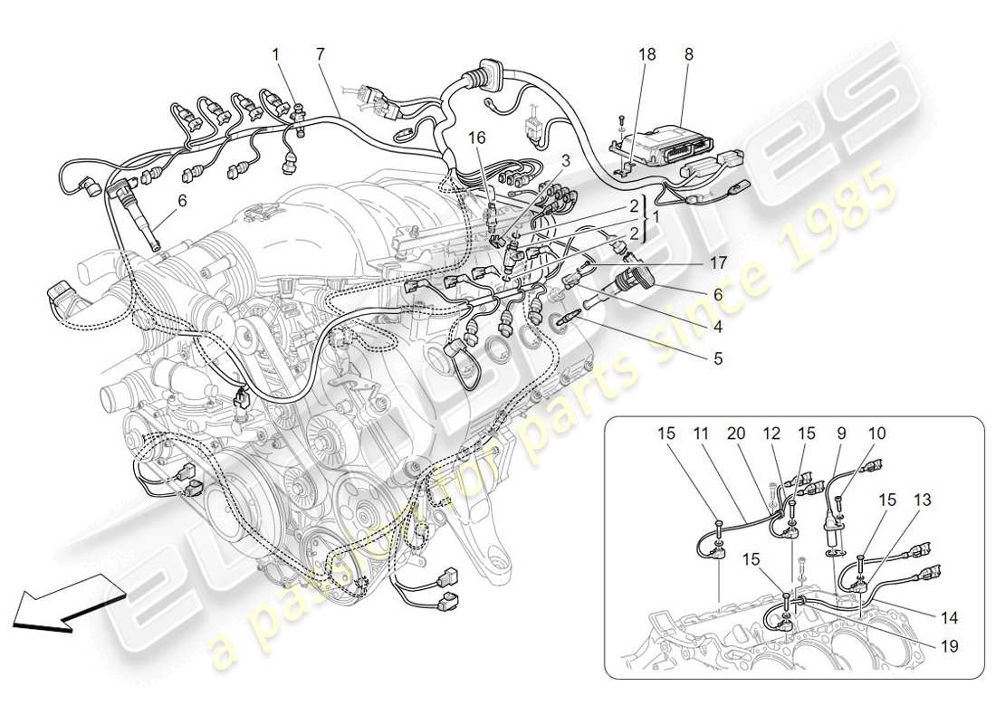 Maserati GranTurismo (2009) controllo elettronico: controllo iniezione e fasatura motore Diagramma delle parti