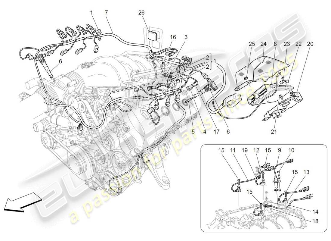Maserati GranTurismo (2009) controllo elettronico: controllo iniezione e fasatura motore Diagramma delle parti