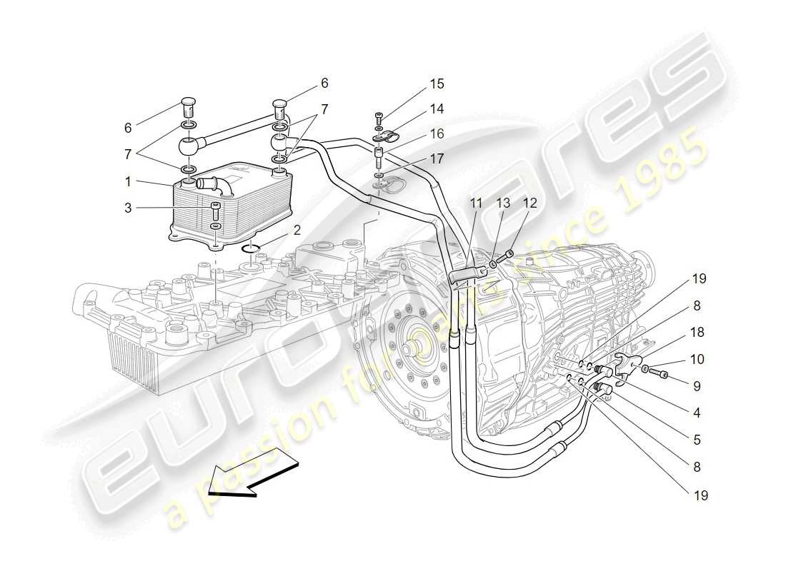 Maserati GranTurismo (2009) lubrificazione e raffreddamento dell'olio del cambio Diagramma delle parti