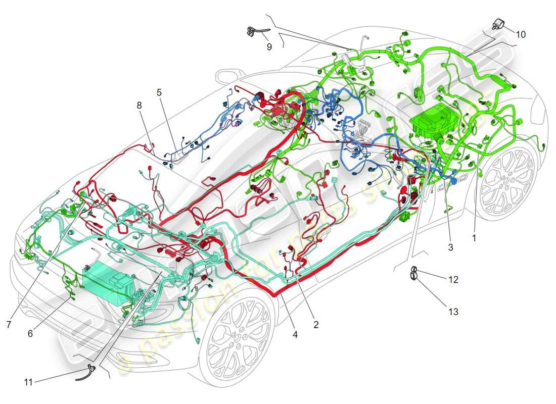 Maserati GranTurismo (2009) CABLAGGIO PRINCIPALE Diagramma delle parti