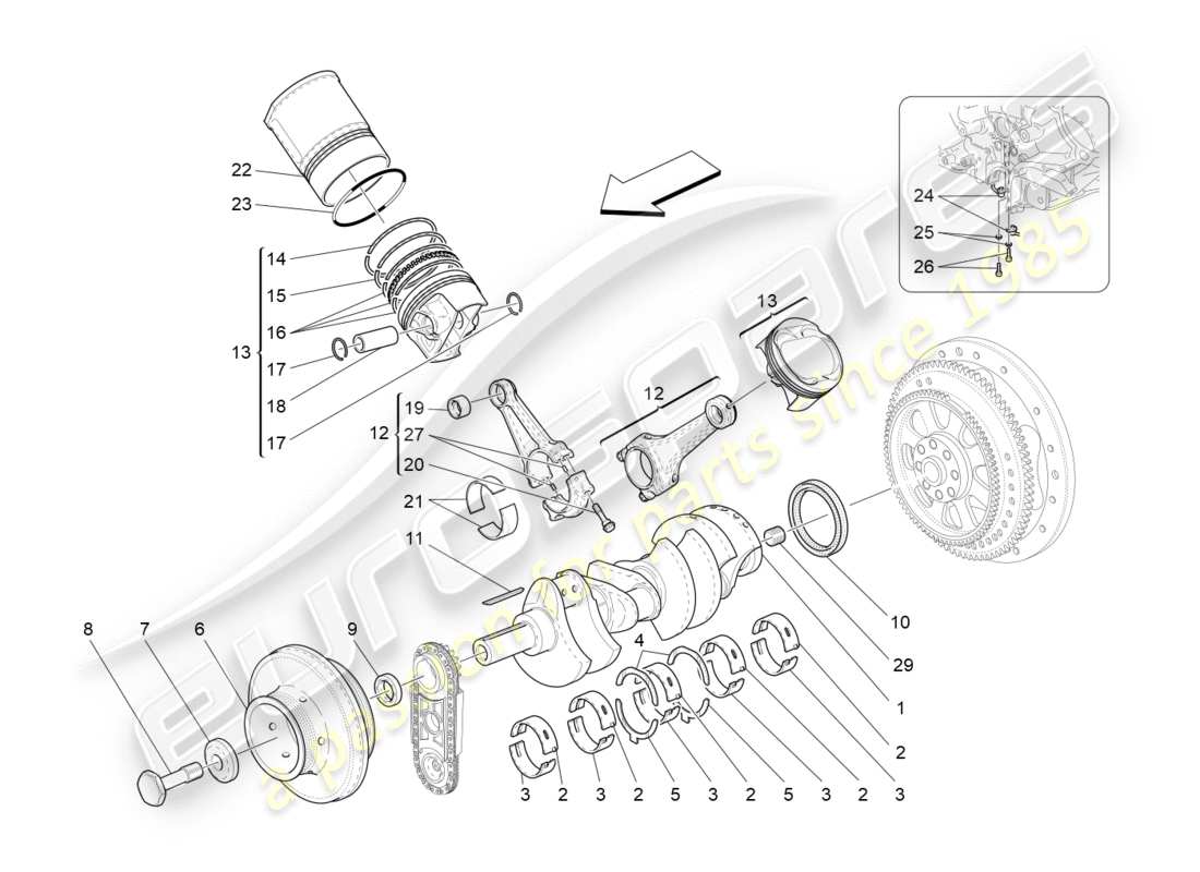 Maserati GranTurismo (2011) meccanismo a manovella Diagramma delle parti