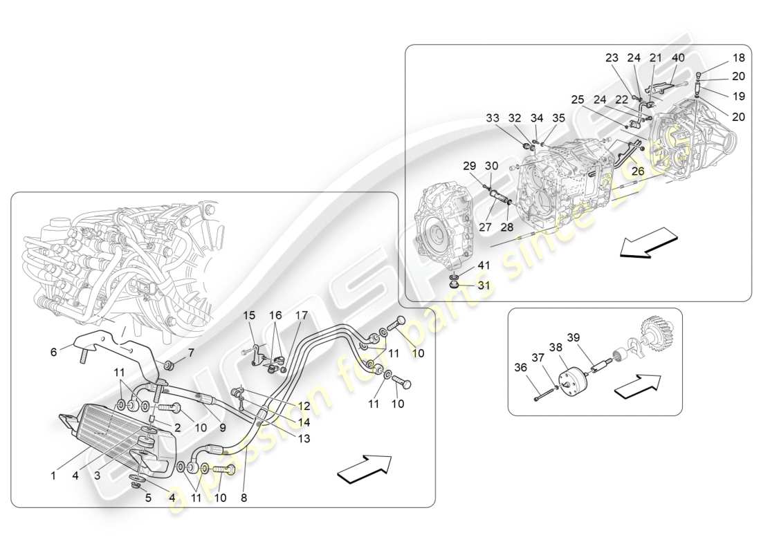 Maserati GranTurismo (2011) lubrificazione e raffreddamento dell'olio del cambio Diagramma delle parti