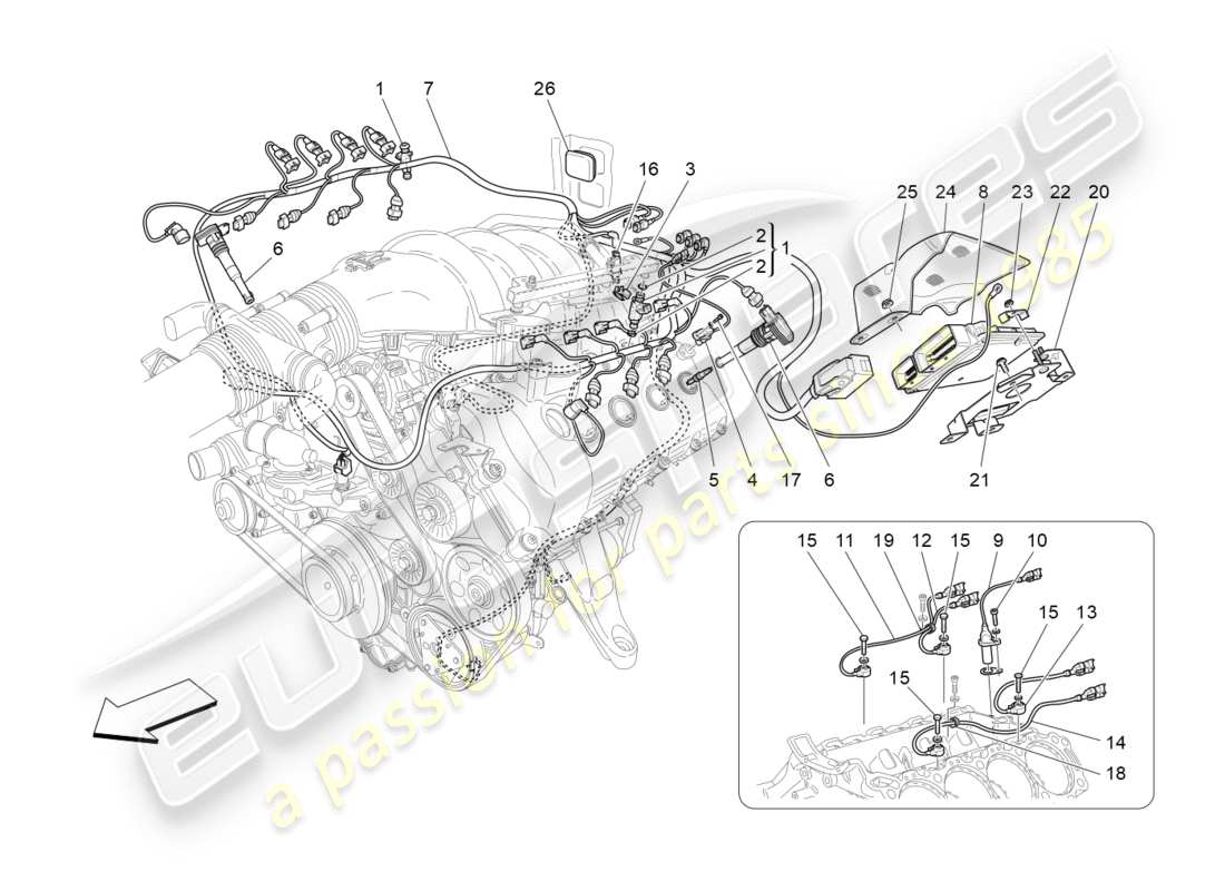 Maserati GranTurismo (2012) controllo elettronico: controllo iniezione e fasatura motore Diagramma delle parti
