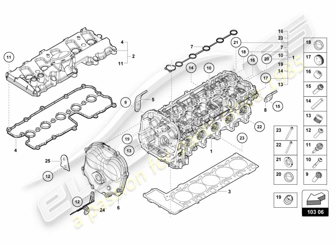 Lamborghini LP610-4 Spyder (2018) TESTA COMPLETA SINISTRA Diagramma delle parti