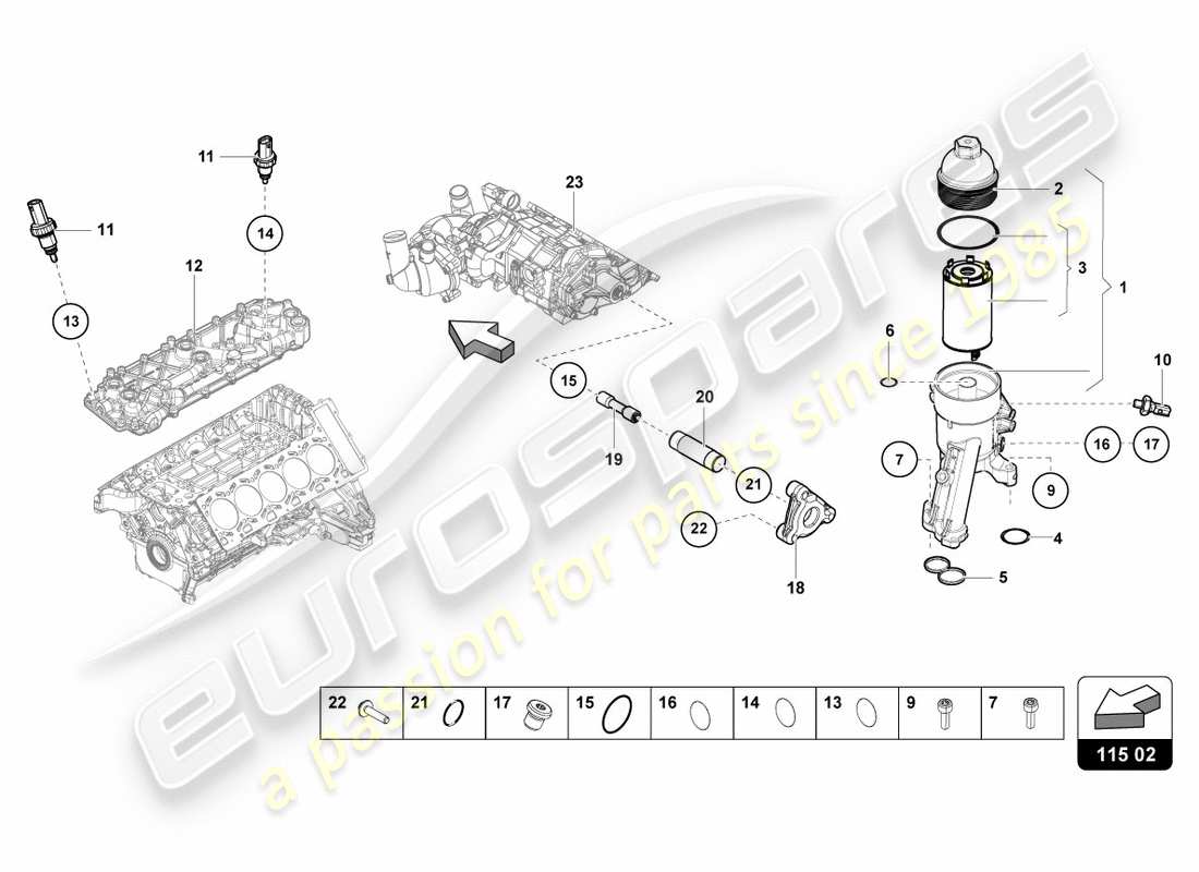 Lamborghini LP610-4 Spyder (2018) ELEMENTO FILTRO OLIO Diagramma delle parti