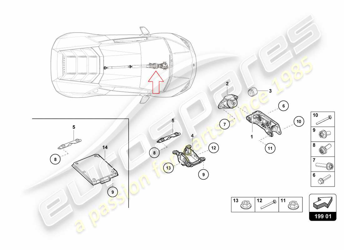 Lamborghini LP610-4 Spyder (2018) PEZZO CUSCINETTO Diagramma delle parti