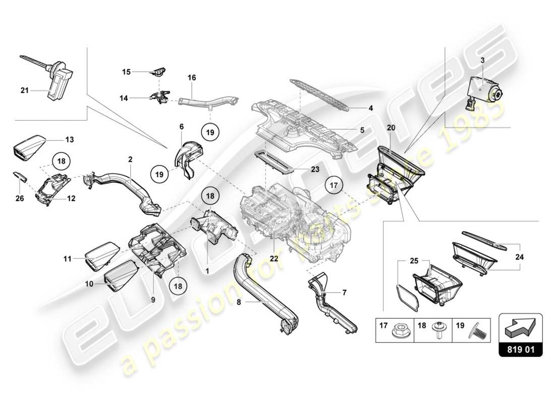 Diagramma delle parti Lamborghini LP610-4 Spyder (2018) CONDOTTO DELL'ARIA