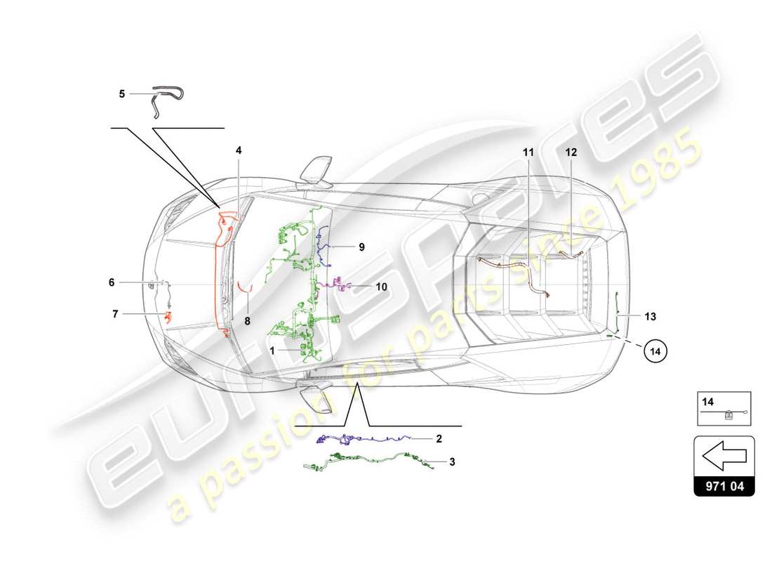 Diagramma delle parti Lamborghini LP610-4 Spyder (2018) CABLAGGIO