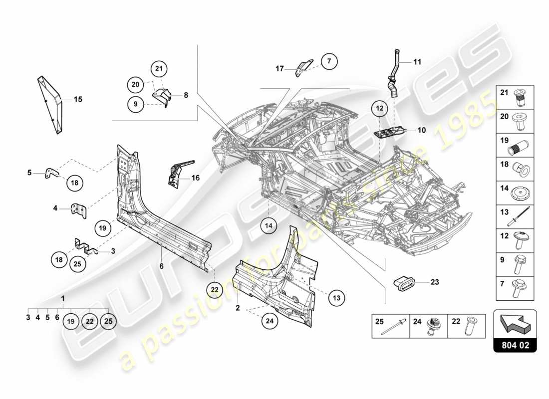 Lamborghini LP610-4 Spyder (2019) RINFORZO Diagramma delle parti