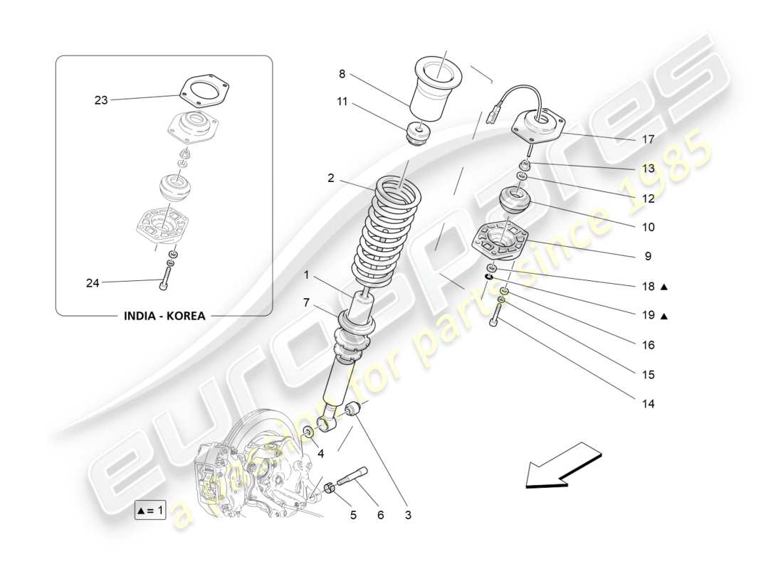 Maserati GranTurismo (2016) dispositivi ammortizzatori posteriori Diagramma delle parti