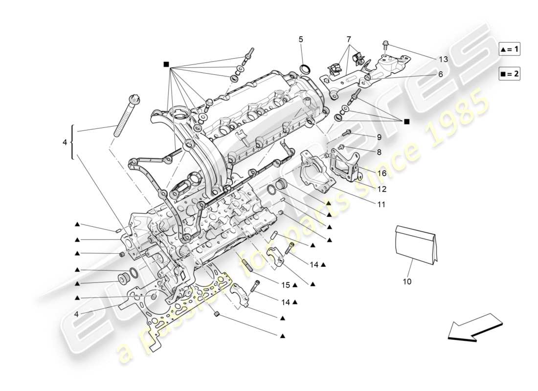 Maserati QTP 3.0 TDS V6 275HP (2015) Testata cilindro sinistra Diagramma delle parti
