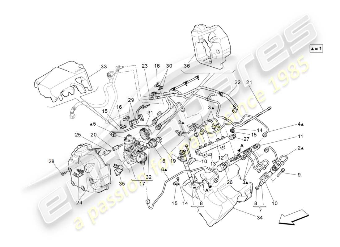 Maserati QTP 3.0 TDS V6 275HP (2015) pompe del carburante e linee di collegamento Diagramma delle parti