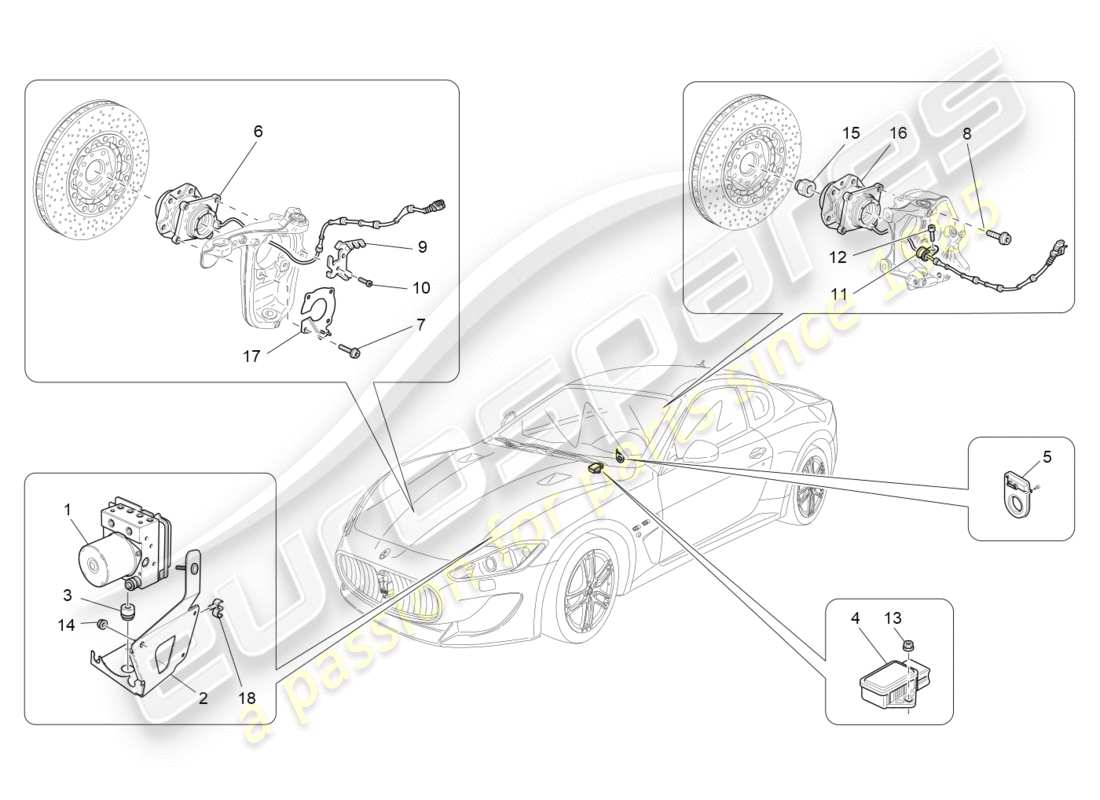 Maserati QTP 3.0 TDS V6 275HP (2015) sistemi di controllo della frenata Diagramma delle parti